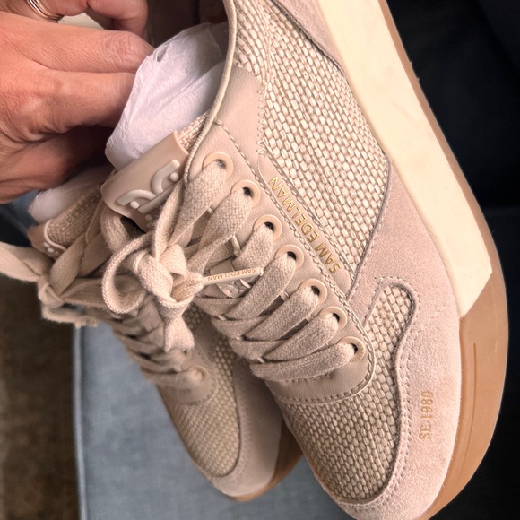 Sam Edelman Women's Layla Beige  suede woven Sneakers - Picture 2 of 10